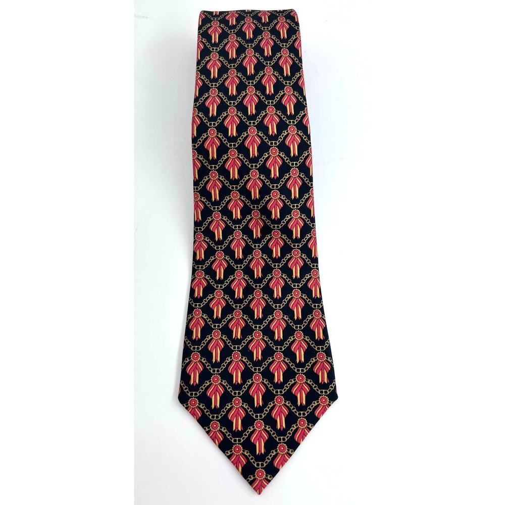 Hermes‎ Winners Ribbon Chain Silk Tie Mens Authentic